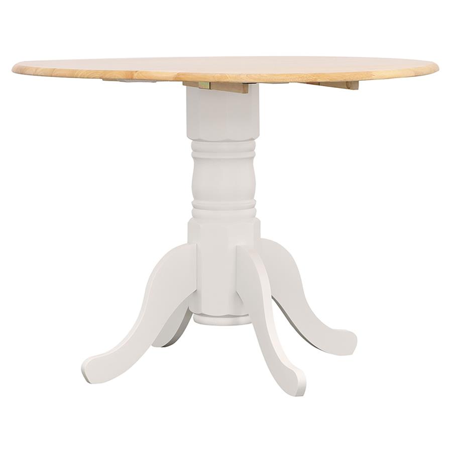 Allison 5-piece Round Drop Leaf Dining Table Set White view 3