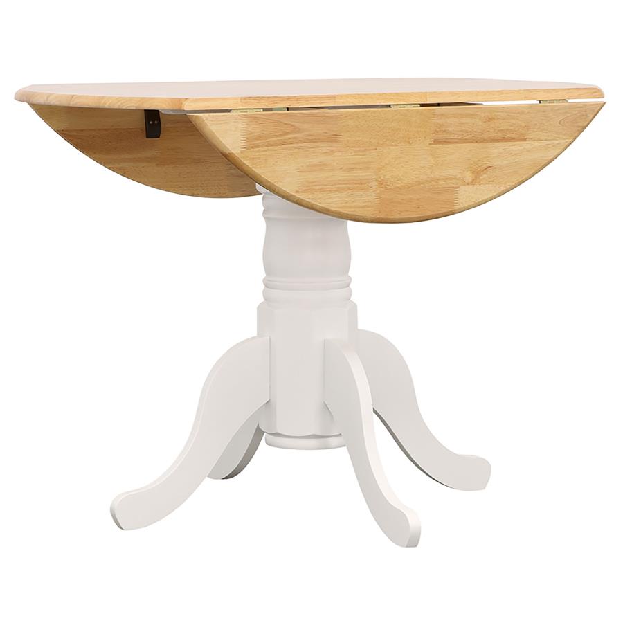Allison 5-piece Round Drop Leaf Dining Table Set White view 4