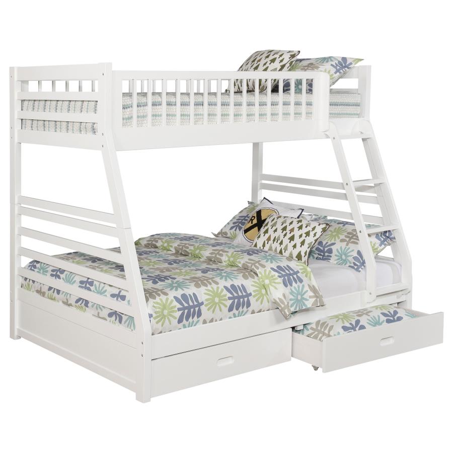 Ashton 2-drawer Wood Twin Over Full Bunk Bed White view 3