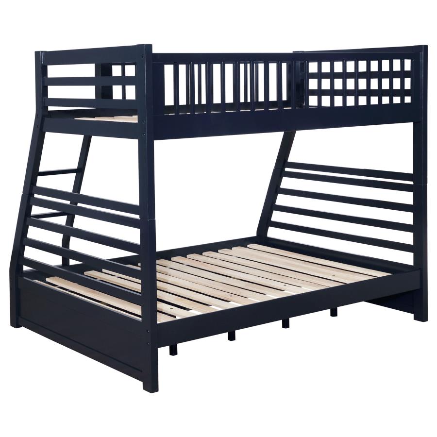 Ashton 2-drawer Wood Twin Over Full Bunk Bed Navy Blue view 4