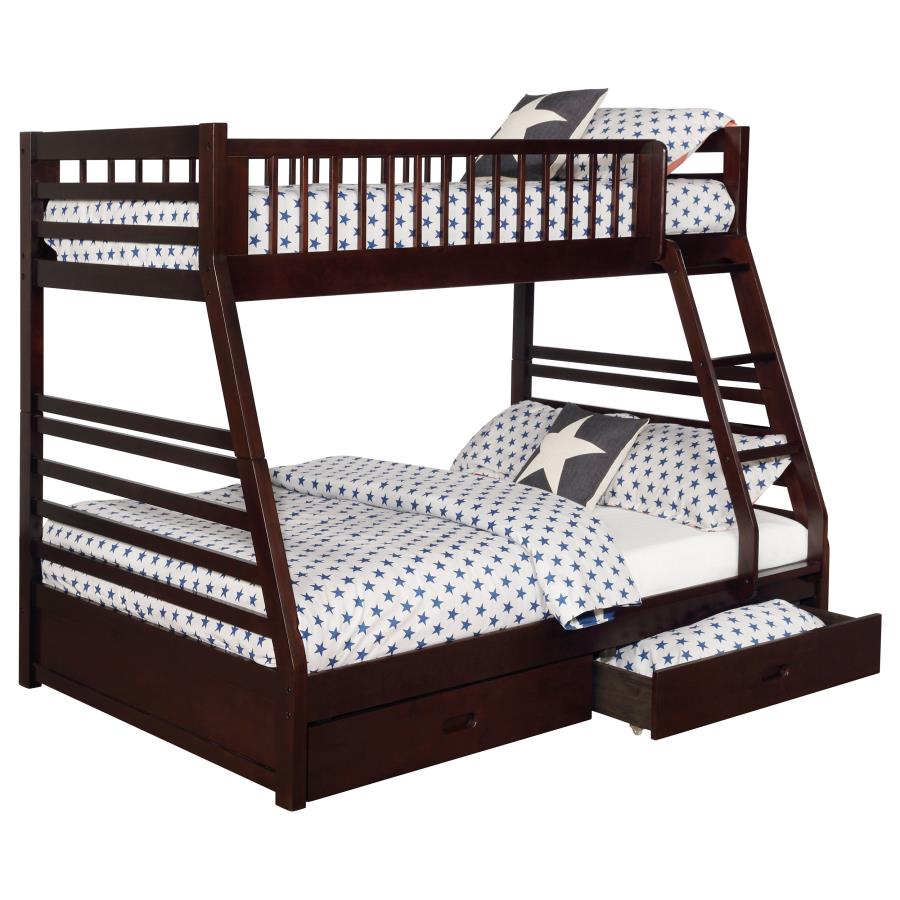 Ashton 2-drawer Wood Twin Over Full Bunk Bed Cappuccino view 3