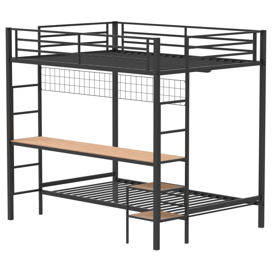 Campus Metal Full Over Twin Workstation Bunk Bed Matte Black view 4