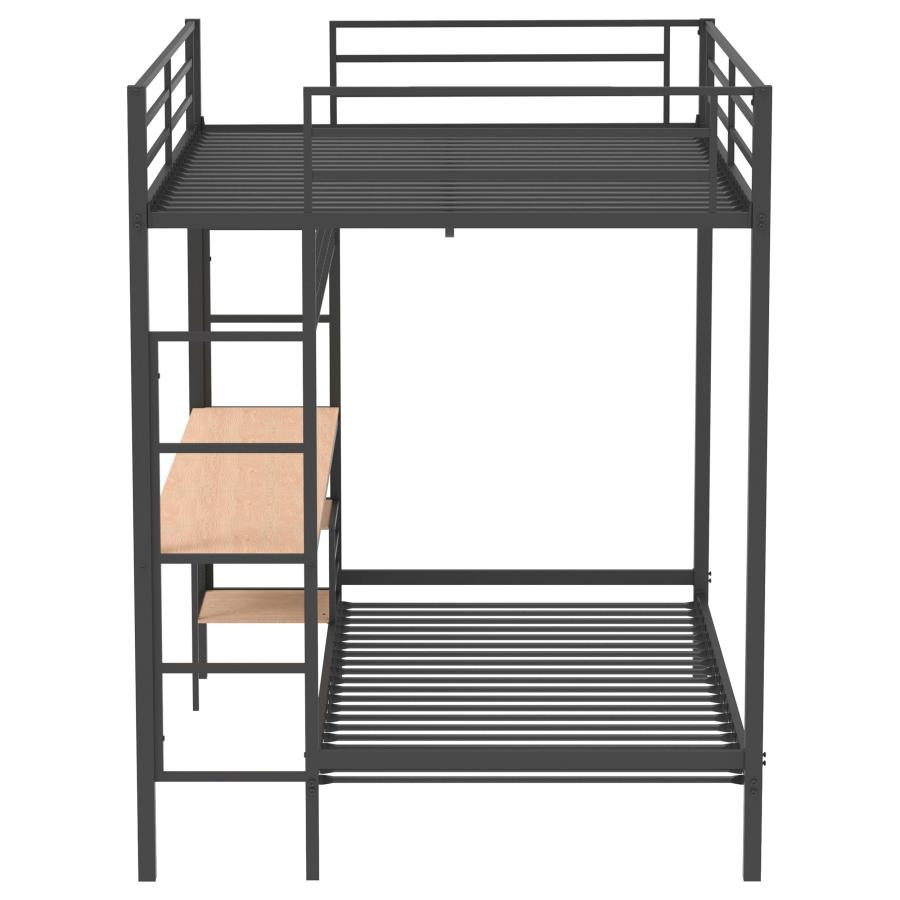 Campus Metal Full Over Twin Workstation Bunk Bed Matte Black view 5