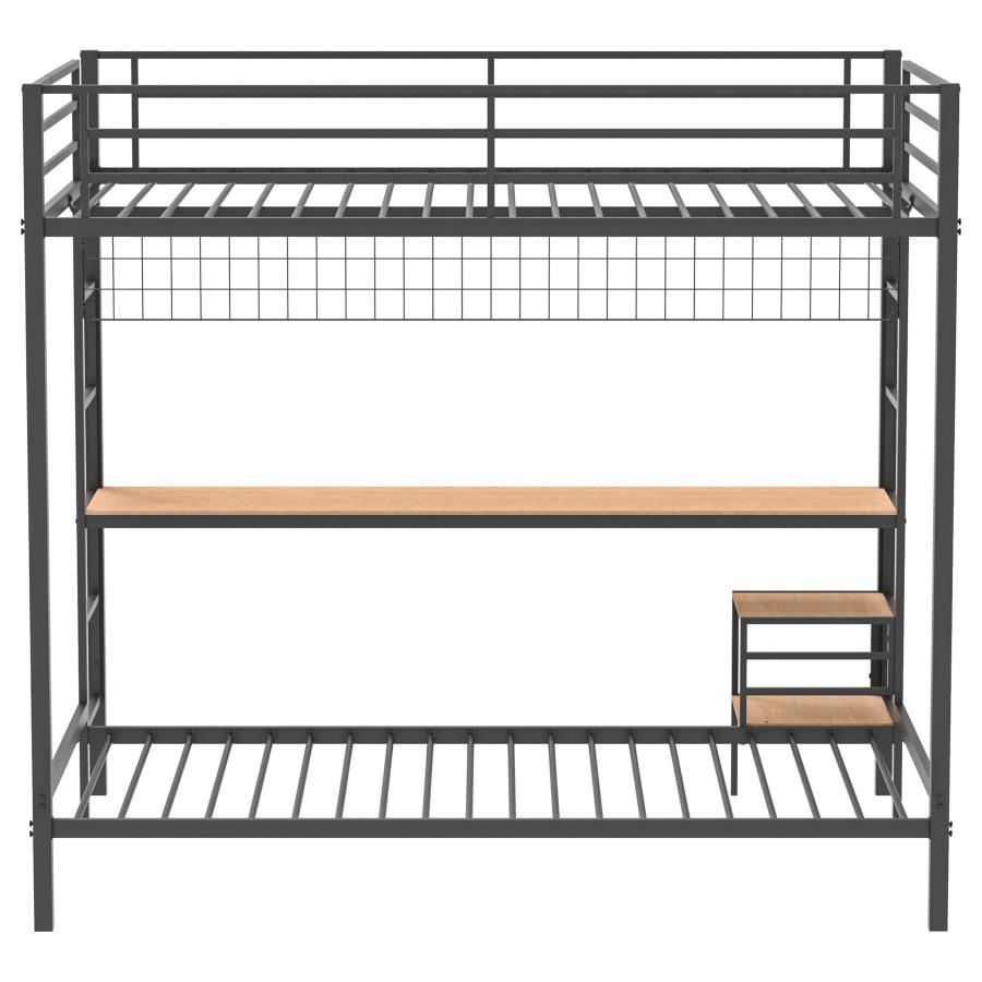 Campus Metal Full Over Twin Workstation Bunk Bed Matte Black view 7
