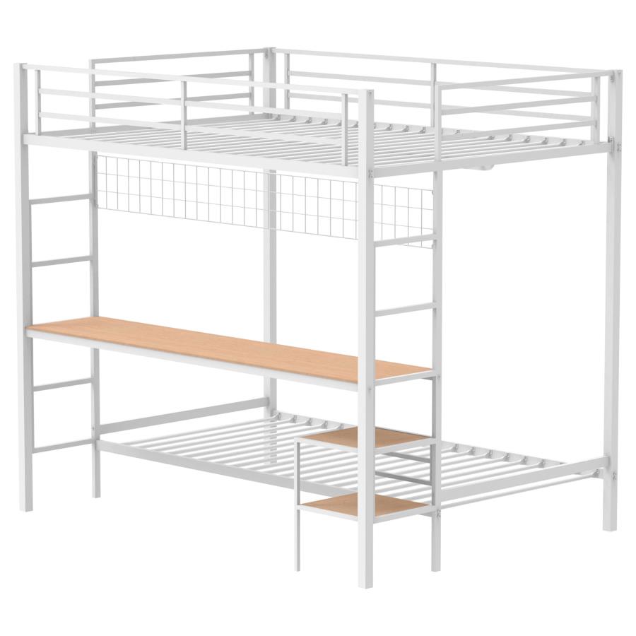 Campus Metal Full Over Twin Workstation Bunk Bed Matte White view 4
