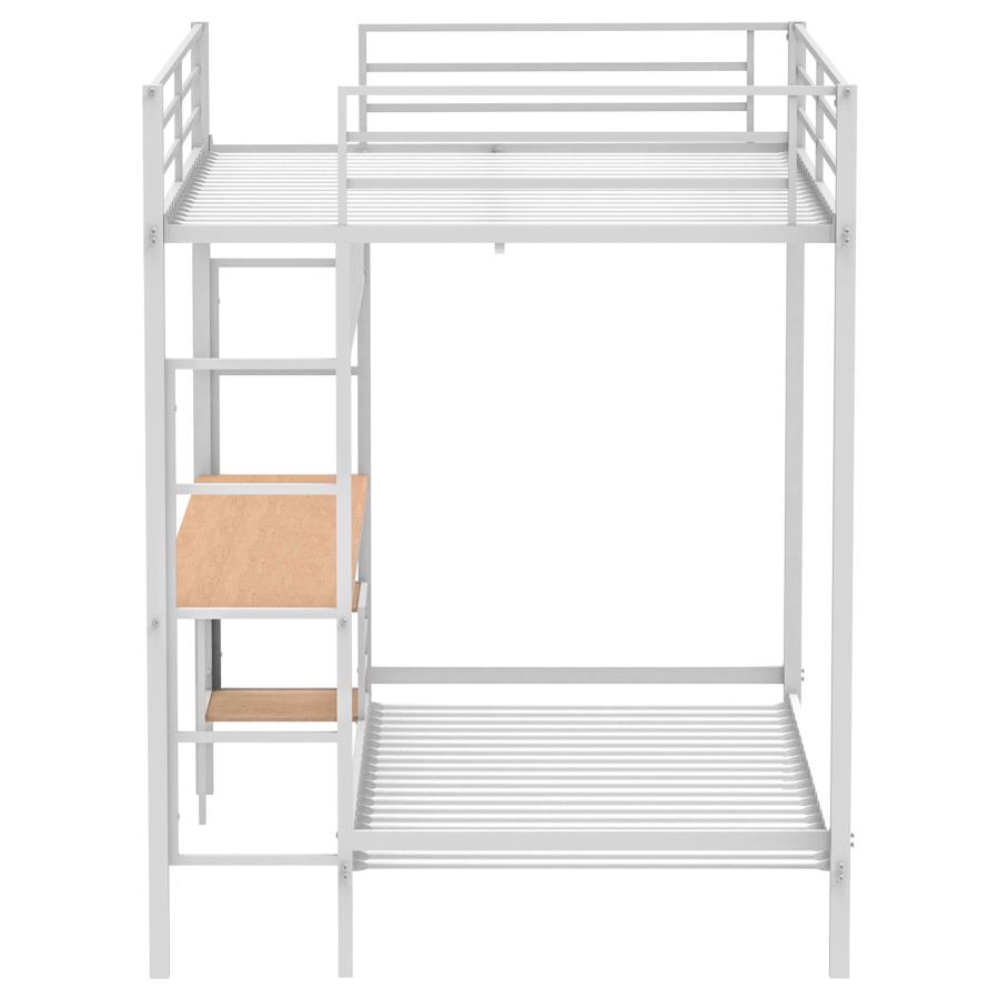 Campus Metal Full Over Twin Workstation Bunk Bed Matte White view 5