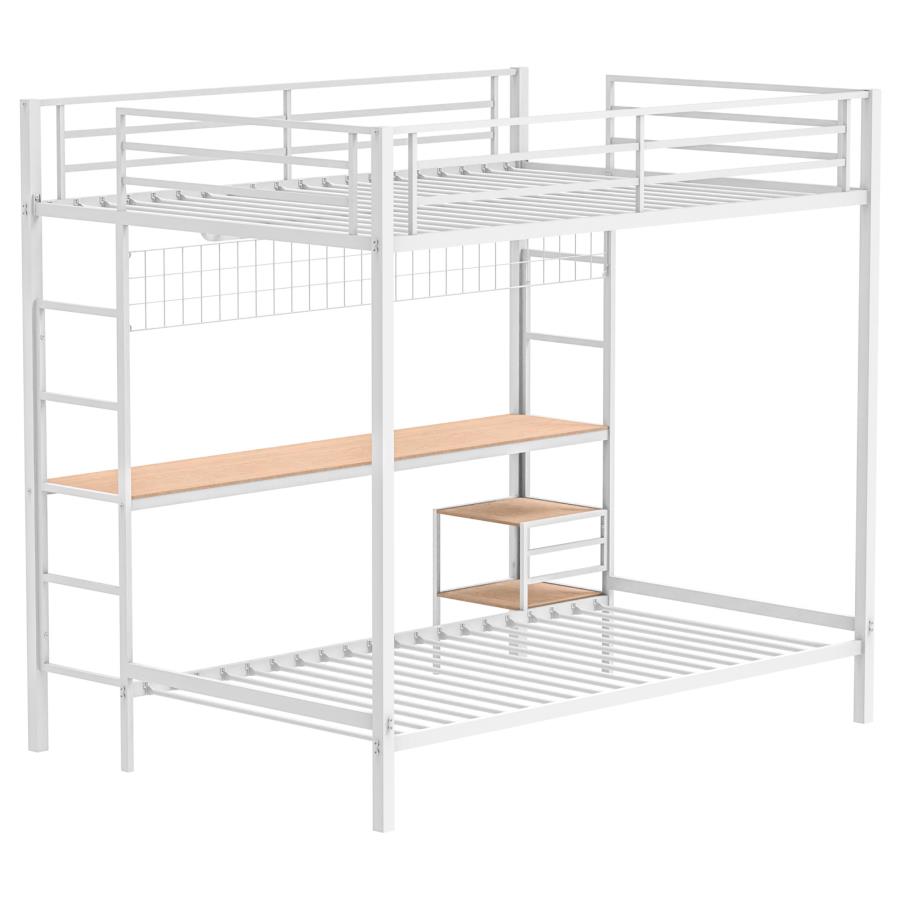 Campus Metal Full Over Twin Workstation Bunk Bed Matte White view 6