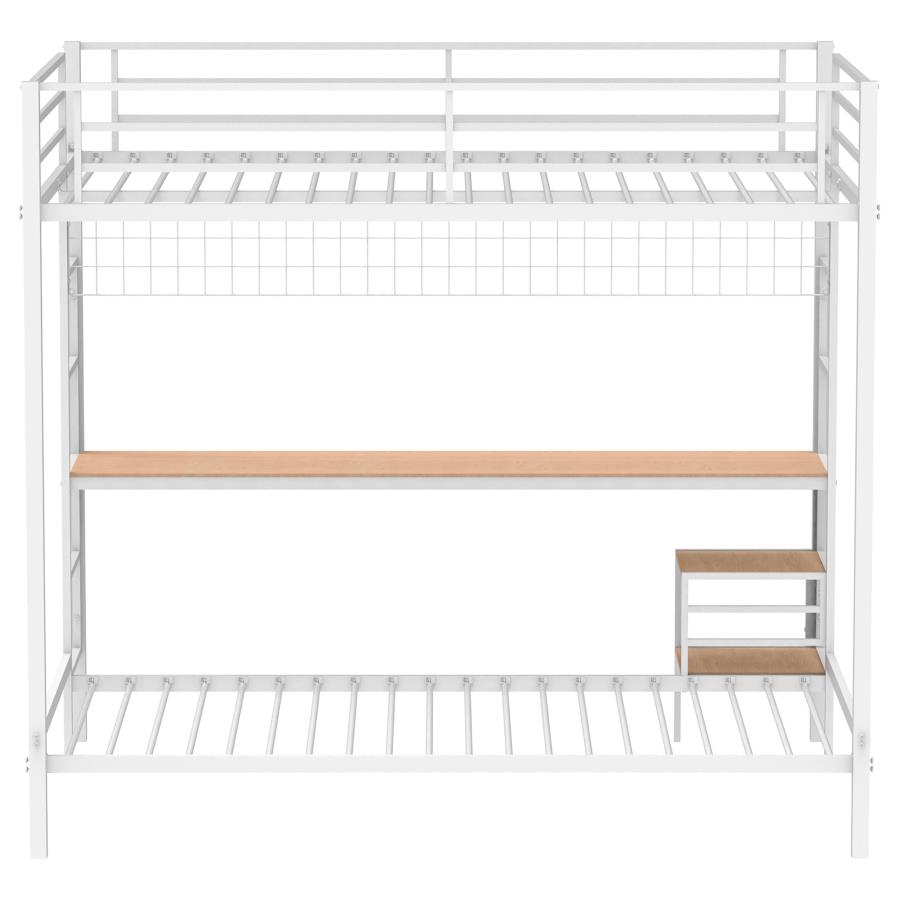 Campus Metal Full Over Twin Workstation Bunk Bed Matte White view 7