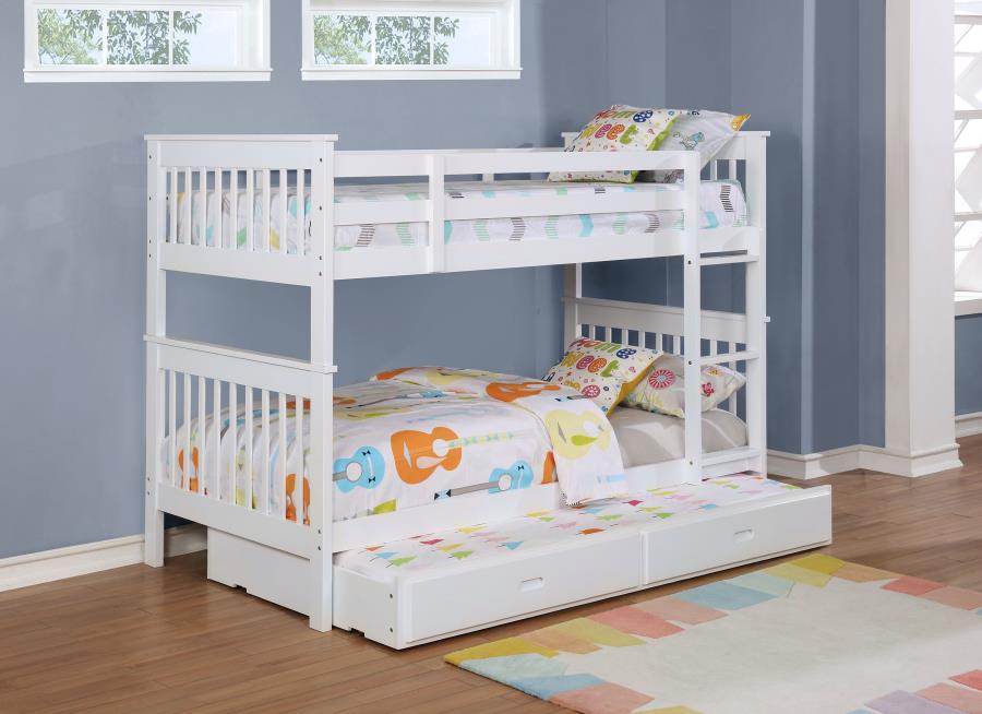 Chapman Wood Twin Over Twin Bunk Bed with Mattress White view 6