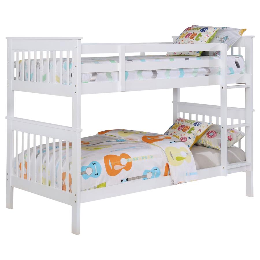 Chapman Wood Twin Over Twin Bunk Bed White view 3