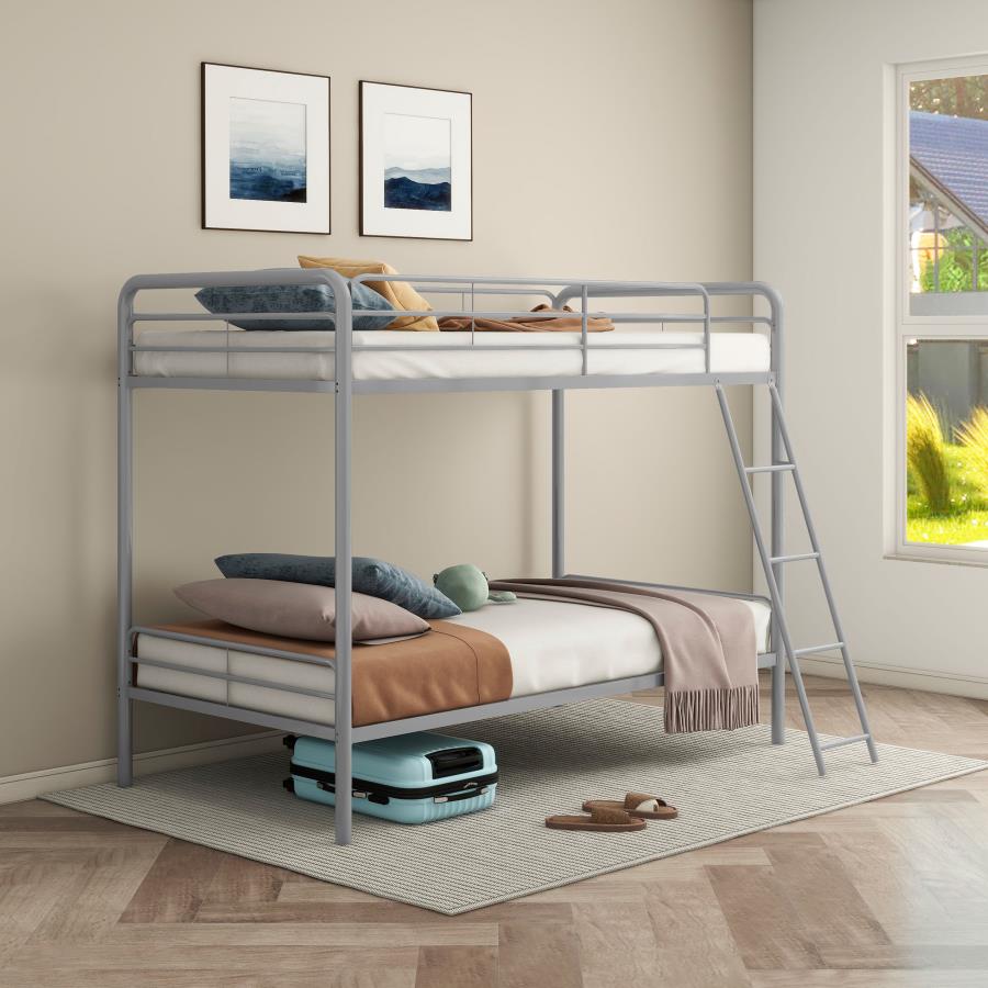 Carson Metal Twin Over Twin Bunk Bed Glossy Silver view 2