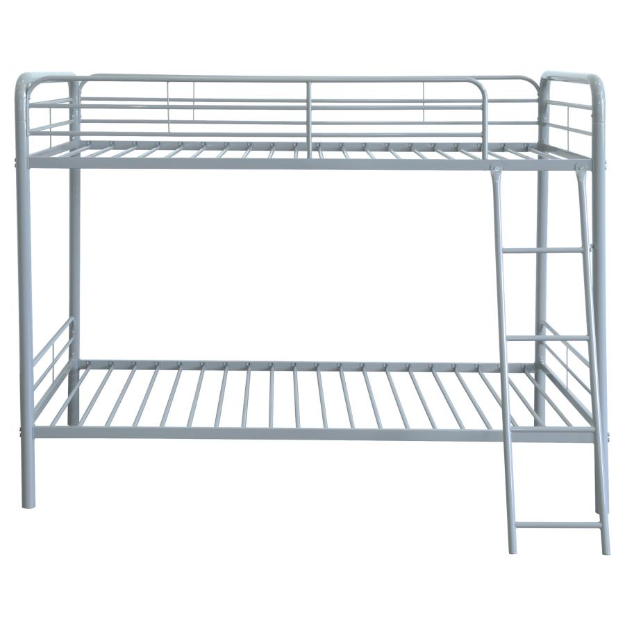 Carson Metal Twin Over Twin Bunk Bed Glossy Silver view 4