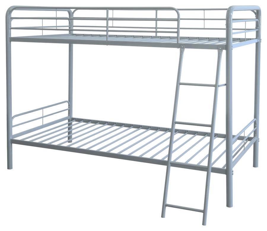 Carson Metal Twin Over Twin Bunk Bed Glossy Silver view 5