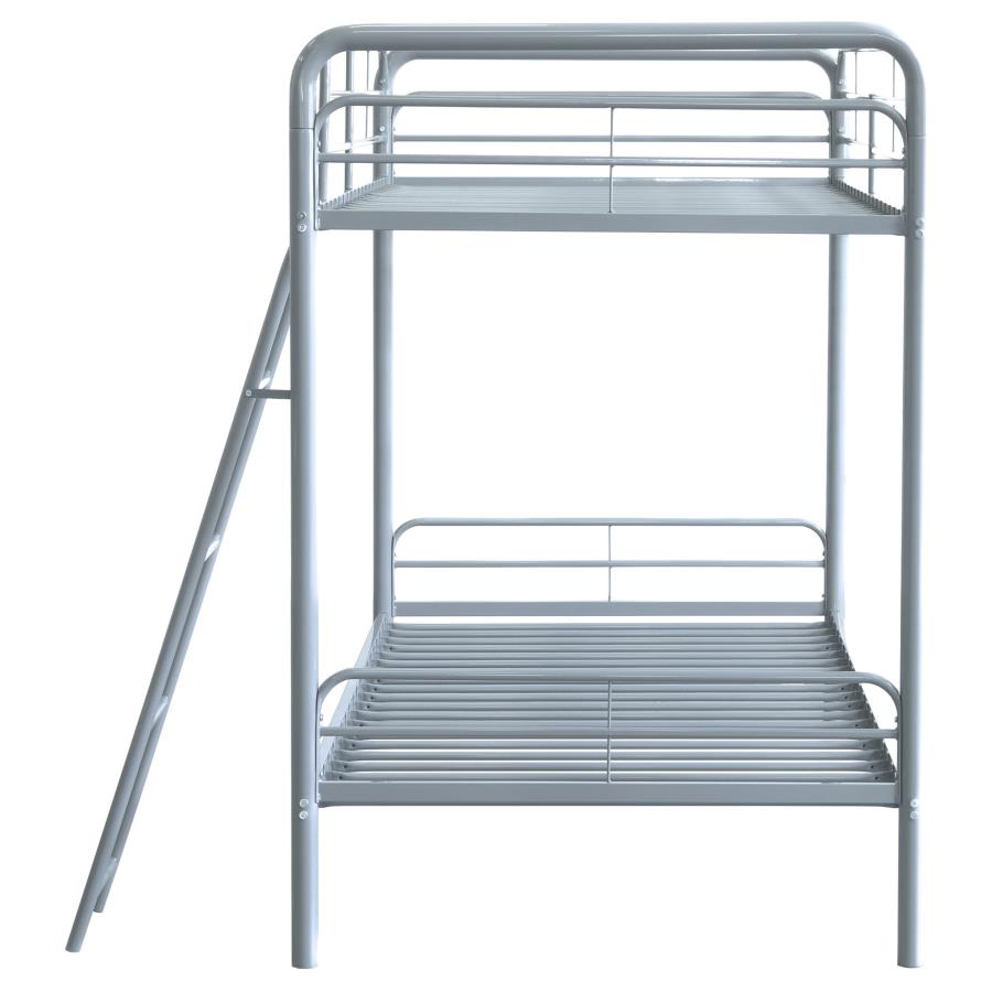 Carson Metal Twin Over Twin Bunk Bed Glossy Silver view 6