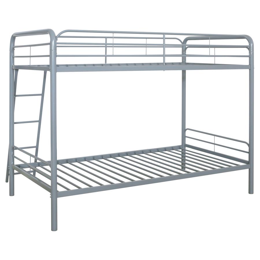 Carson Metal Twin Over Twin Bunk Bed Glossy Silver view 7