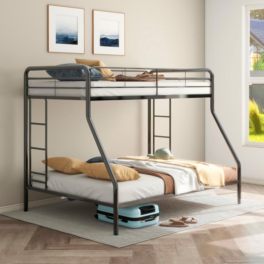 Carson Metal Twin Over Full Bunk Bed Glossy Black view 2