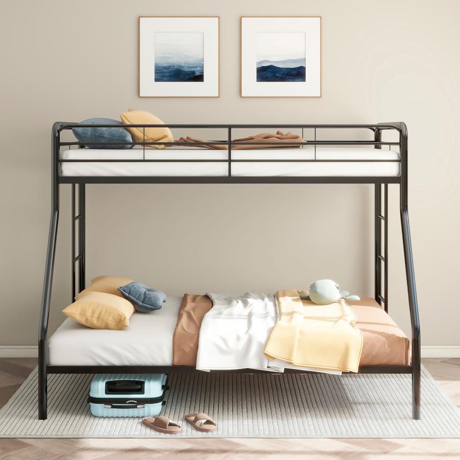 Carson Metal Twin Over Full Bunk Bed Glossy Black view 3