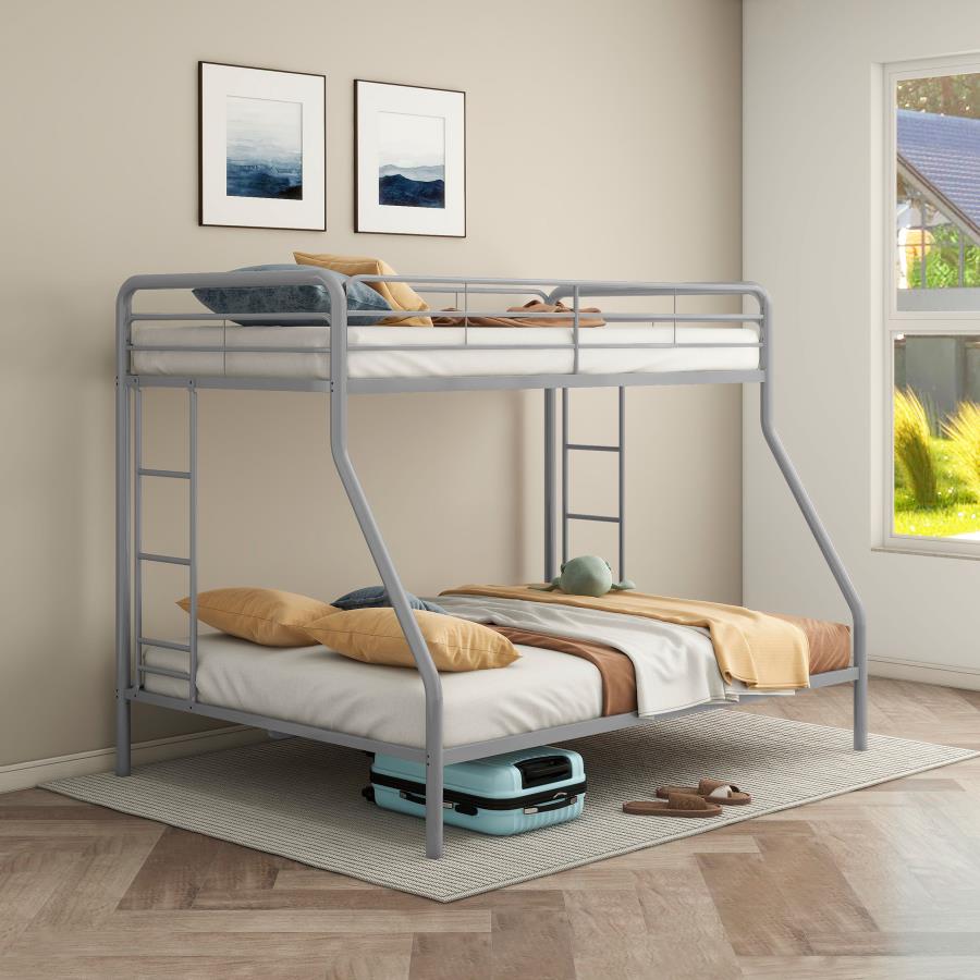 Carson Metal Twin Over Full Bunk Bed Glossy Silver view 2