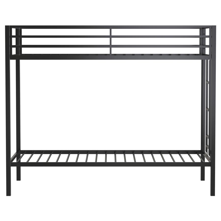 Alevera Metal Twin Over Twin Bunk Bed with Ladder Black view 4