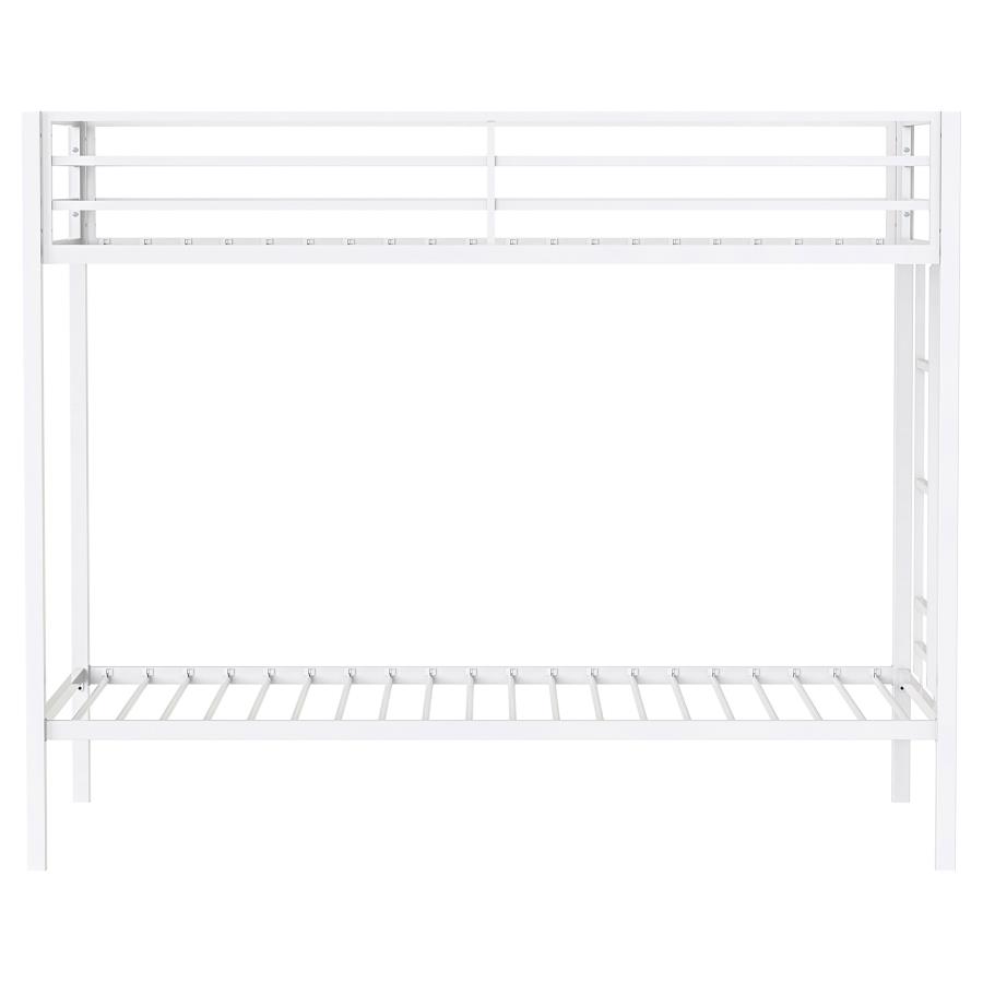 Alevera Metal Twin Over Twin Bunk Bed with Ladder White view 4