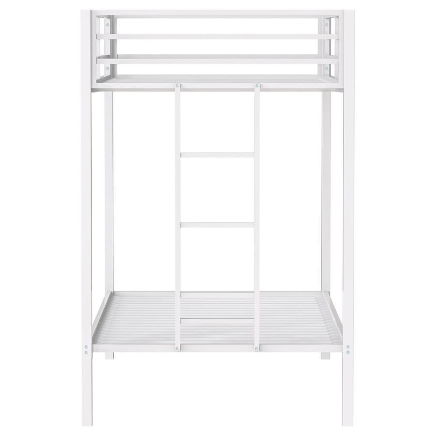 Alevera Metal Twin Over Twin Bunk Bed with Ladder White view 6