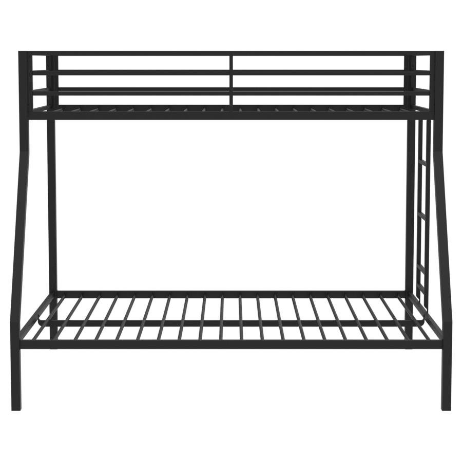 Alevera Metal Twin Over Full Bunk Bed with Ladder Black view 4