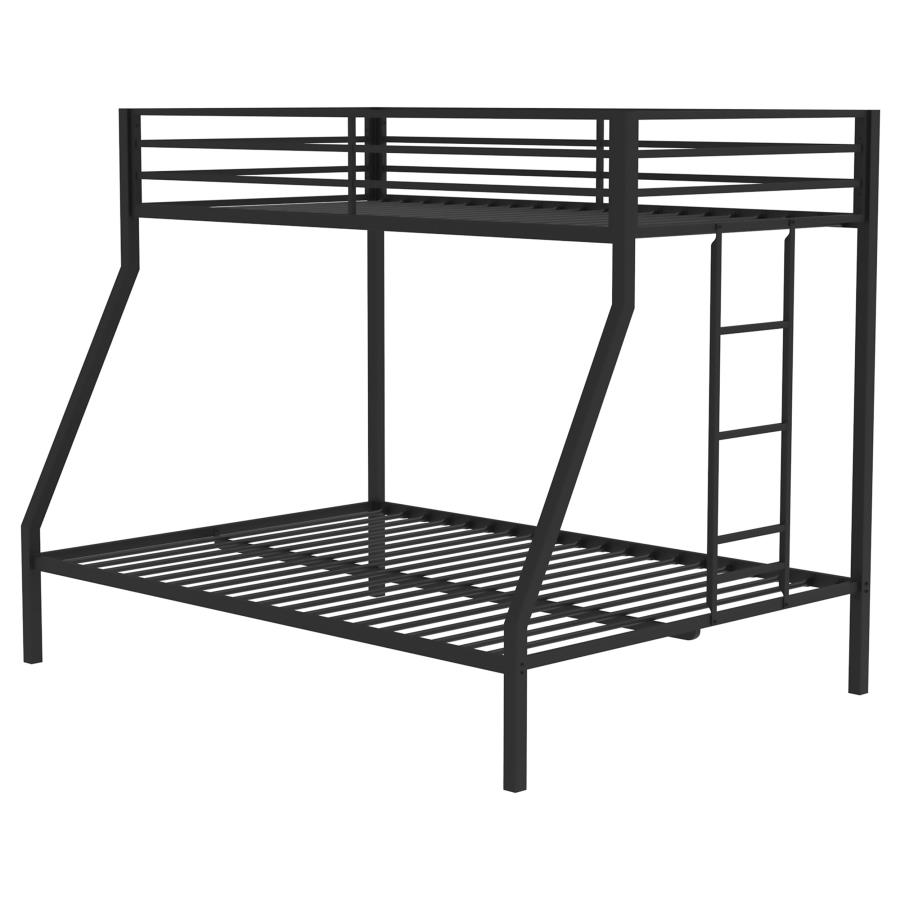 Alevera Metal Twin Over Full Bunk Bed with Ladder Black view 5