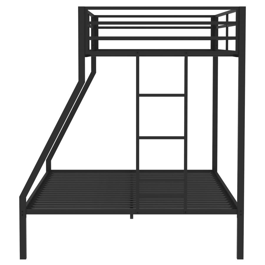 Alevera Metal Twin Over Full Bunk Bed with Ladder Black view 6