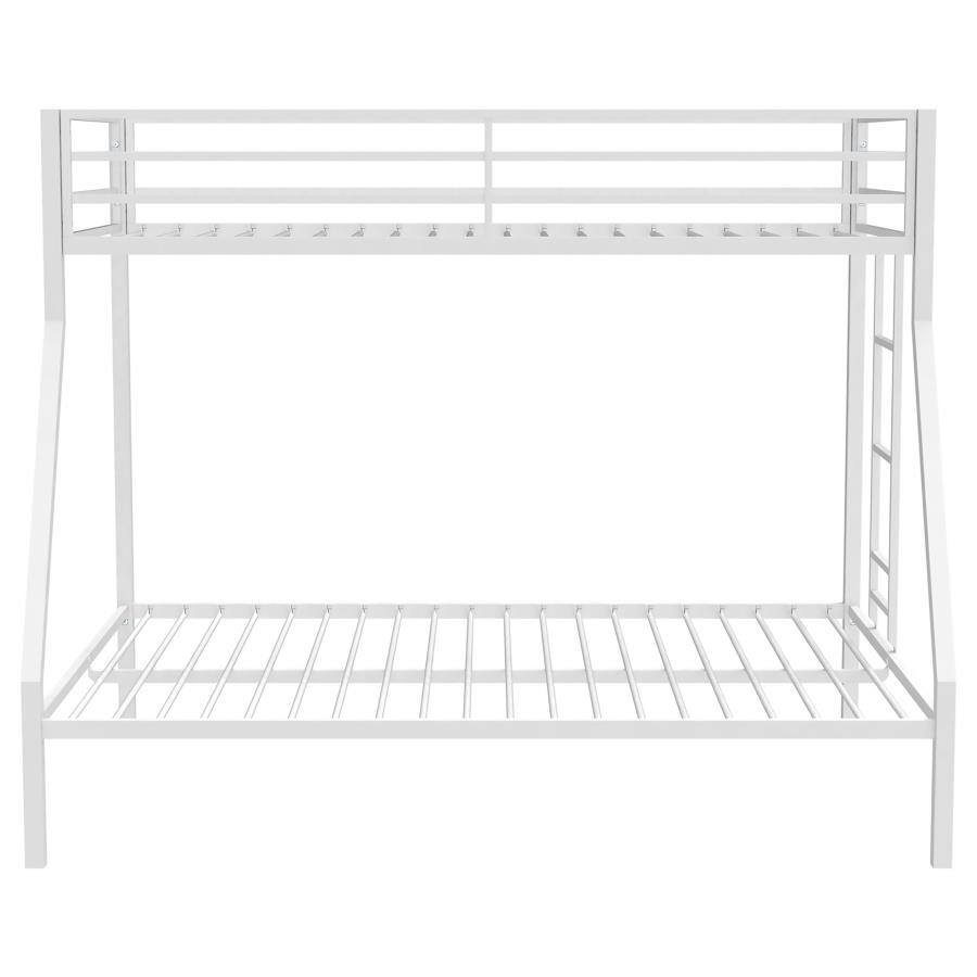 Alevera Metal Twin Over Full Bunk Bed with Ladder White view 4