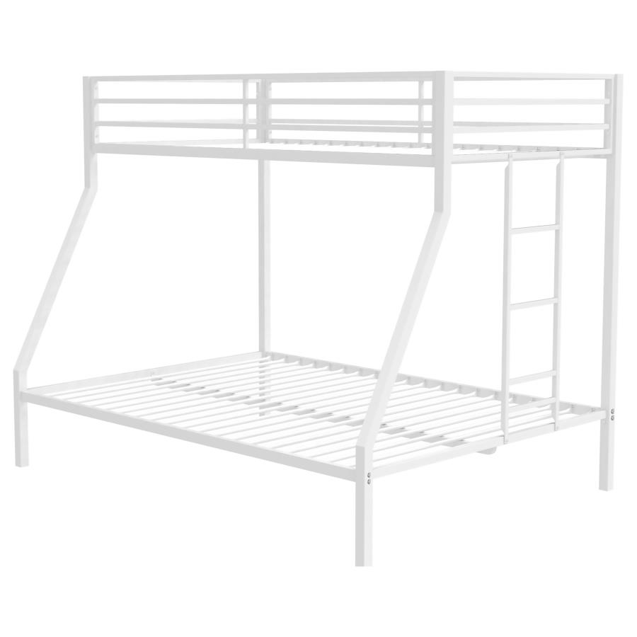 Alevera Metal Twin Over Full Bunk Bed with Ladder White view 5