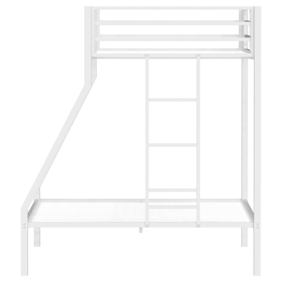 Alevera Metal Twin Over Full Bunk Bed with Ladder White view 6