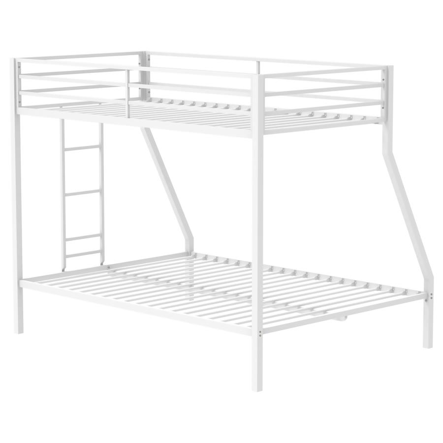 Alevera Metal Twin Over Full Bunk Bed with Ladder White view 7