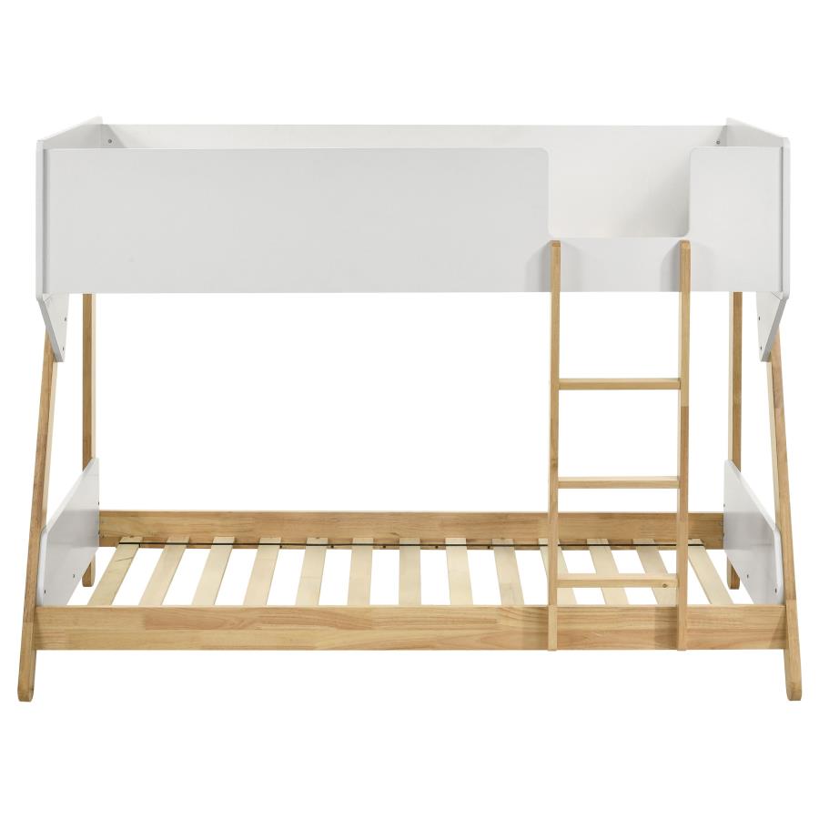 Wyatt Wood Twin Over Twin Bunk Bed White and Natural view 4