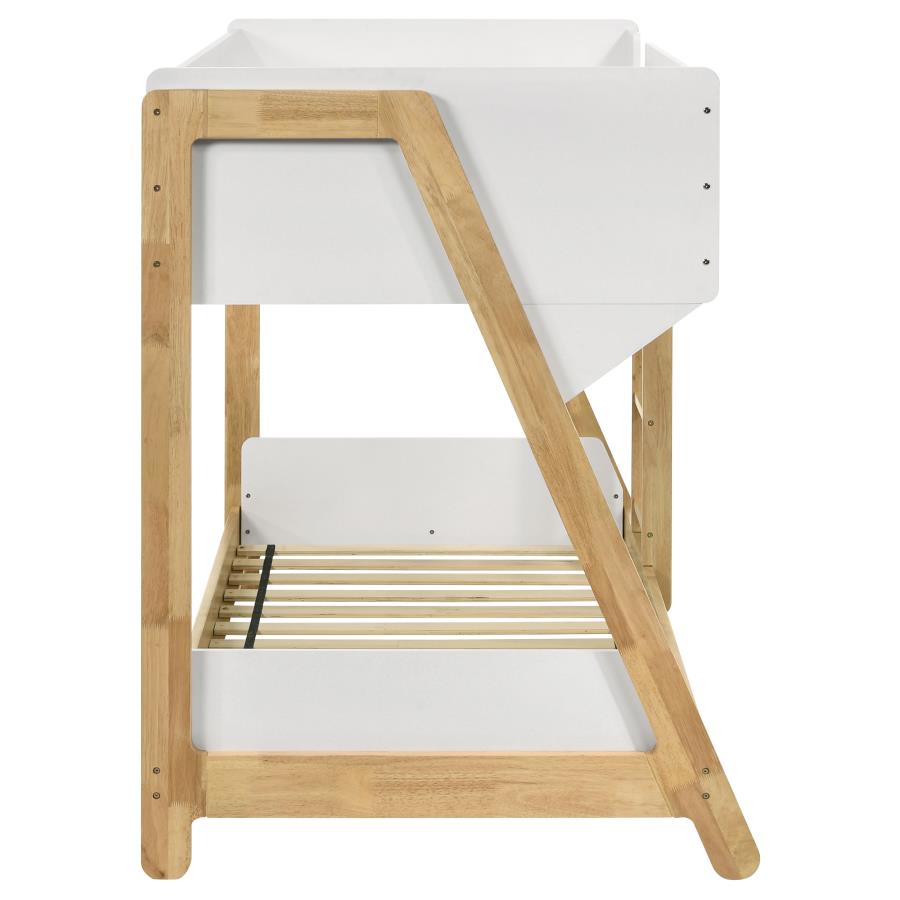 Wyatt Wood Twin Over Twin Bunk Bed White and Natural view 6
