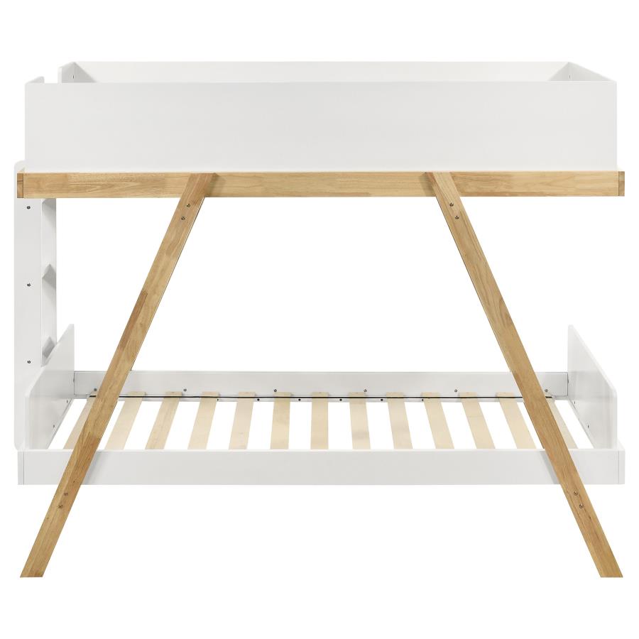 Frankie Wood Twin Over Twin Bunk Bed White and Natural view 3