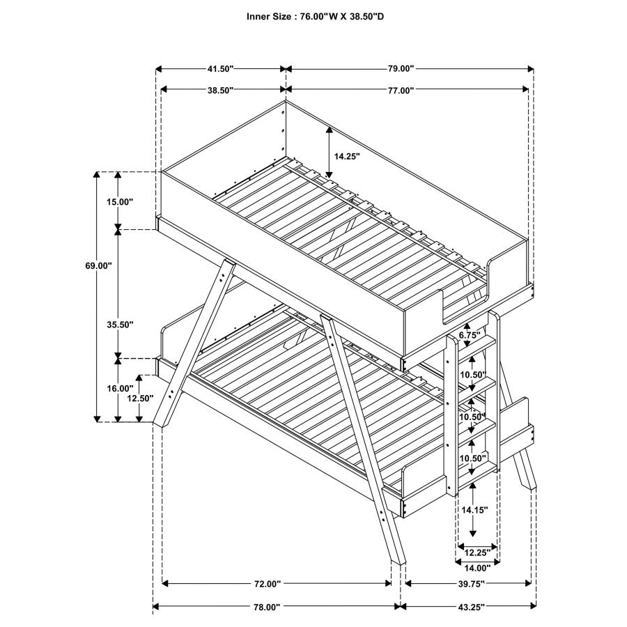Frankie Twin Over Twin Bunk Bed with 7-inch Mattresses Blue view 6