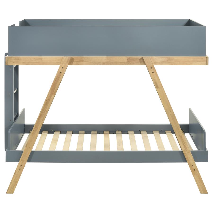 Frankie Wood Twin Over Twin Bunk Bed Blue and Natural view 3