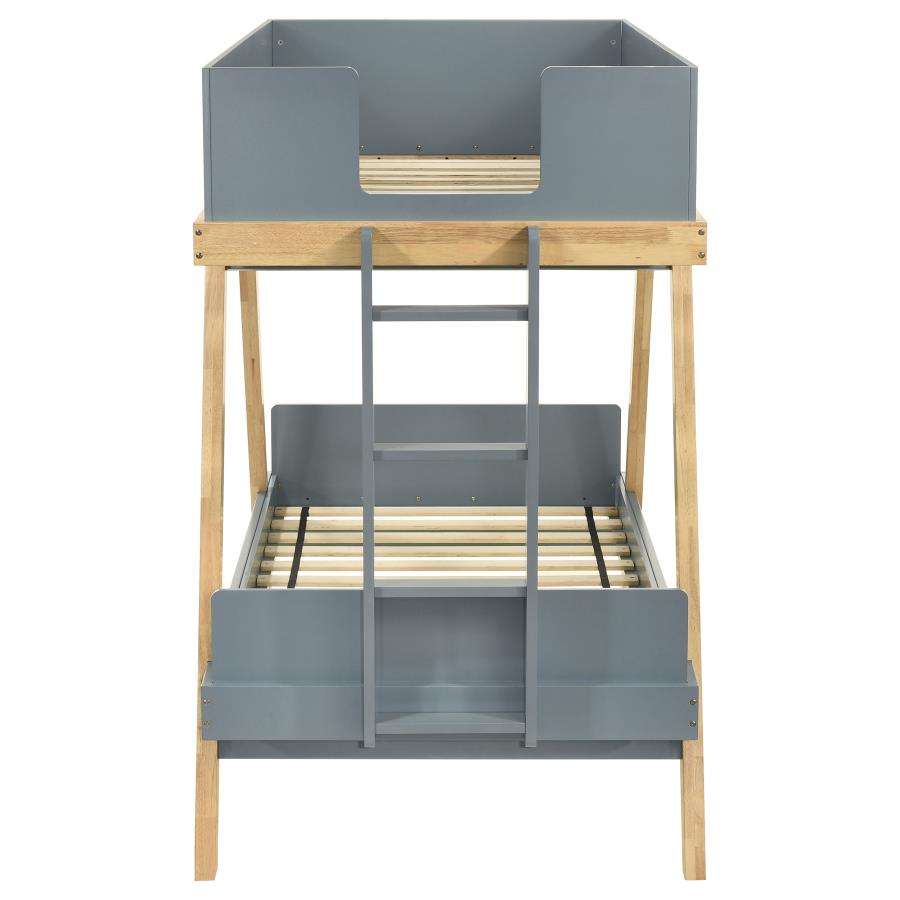 Frankie Wood Twin Over Twin Bunk Bed Blue and Natural view 4