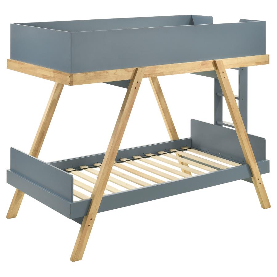 Frankie Wood Twin Over Twin Bunk Bed Blue and Natural view 5