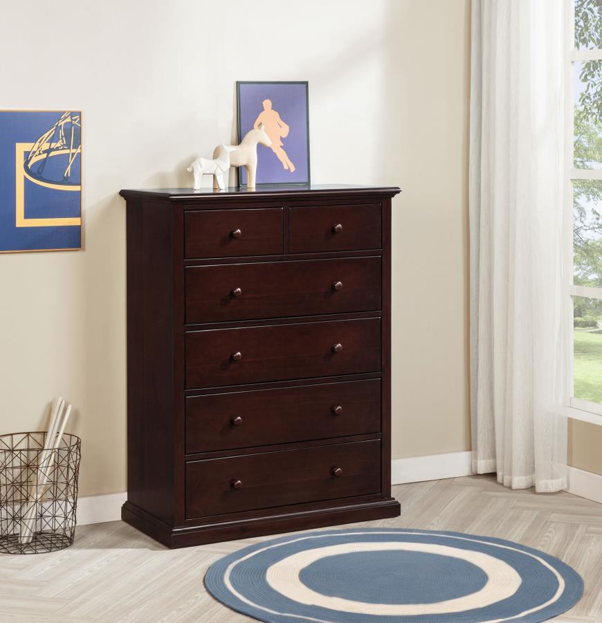 Sumerlin 6-drawer Bedroom Chest of Drawers Cappuccino view 2