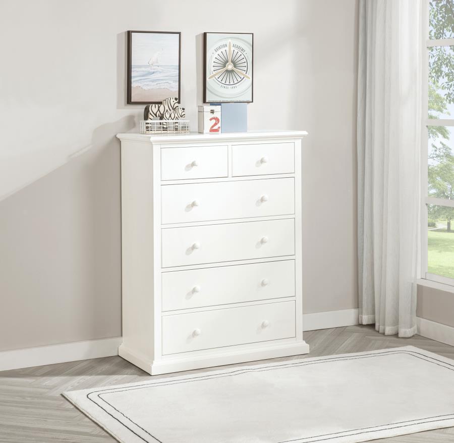 Sumerlin 6-drawer Bedroom Chest of Drawers White view 2
