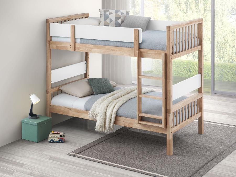 Dakota Wood Twin Over Twin Bunk Bed Natural view 2
