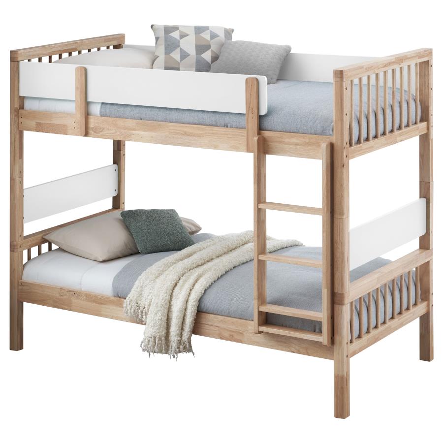 Dakota Wood Twin Over Twin Bunk Bed Natural view 3