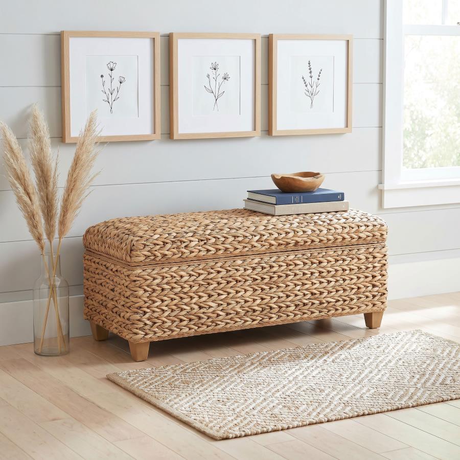 Laughton Hand-Woven Banana Leaf Storage Bench Natural view 2