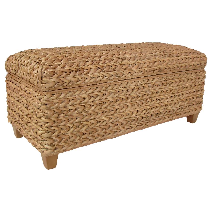 Laughton Hand-Woven Banana Leaf Storage Bench Natural view 3