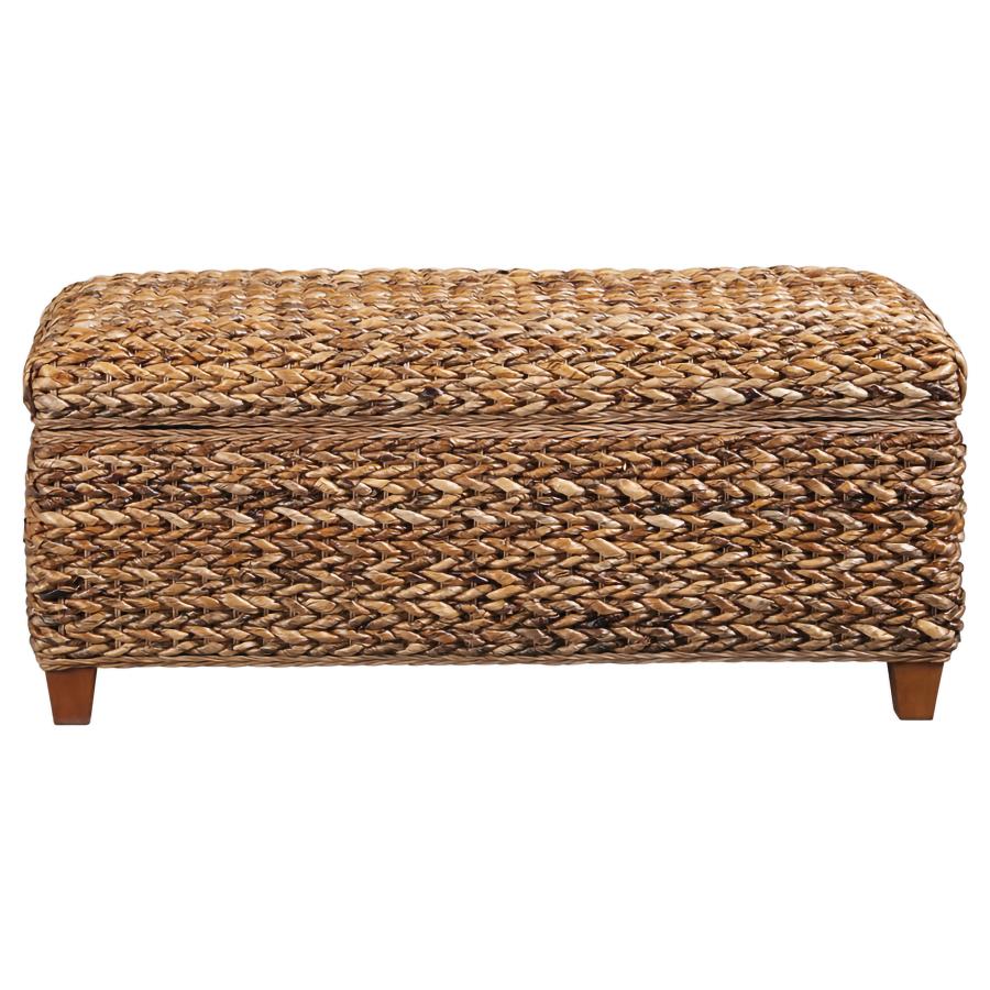 Laughton Hand-Woven Banana Leaf Storage Bench Amber view 3