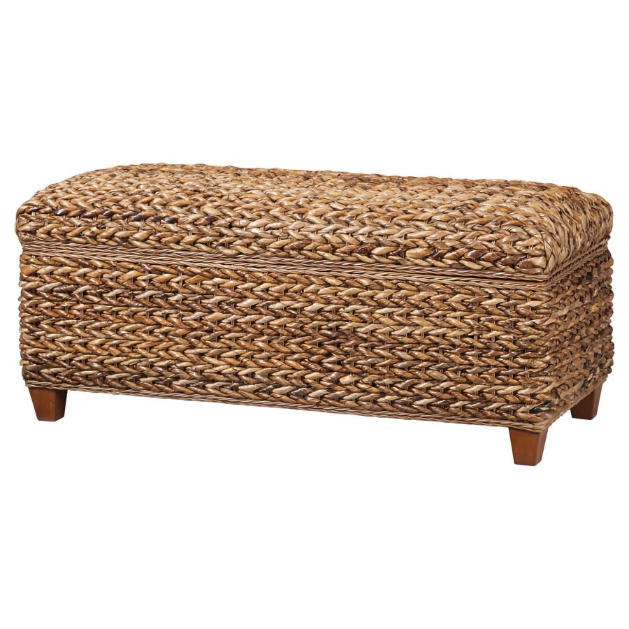 Laughton Hand-Woven Banana Leaf Storage Bench Amber view 4