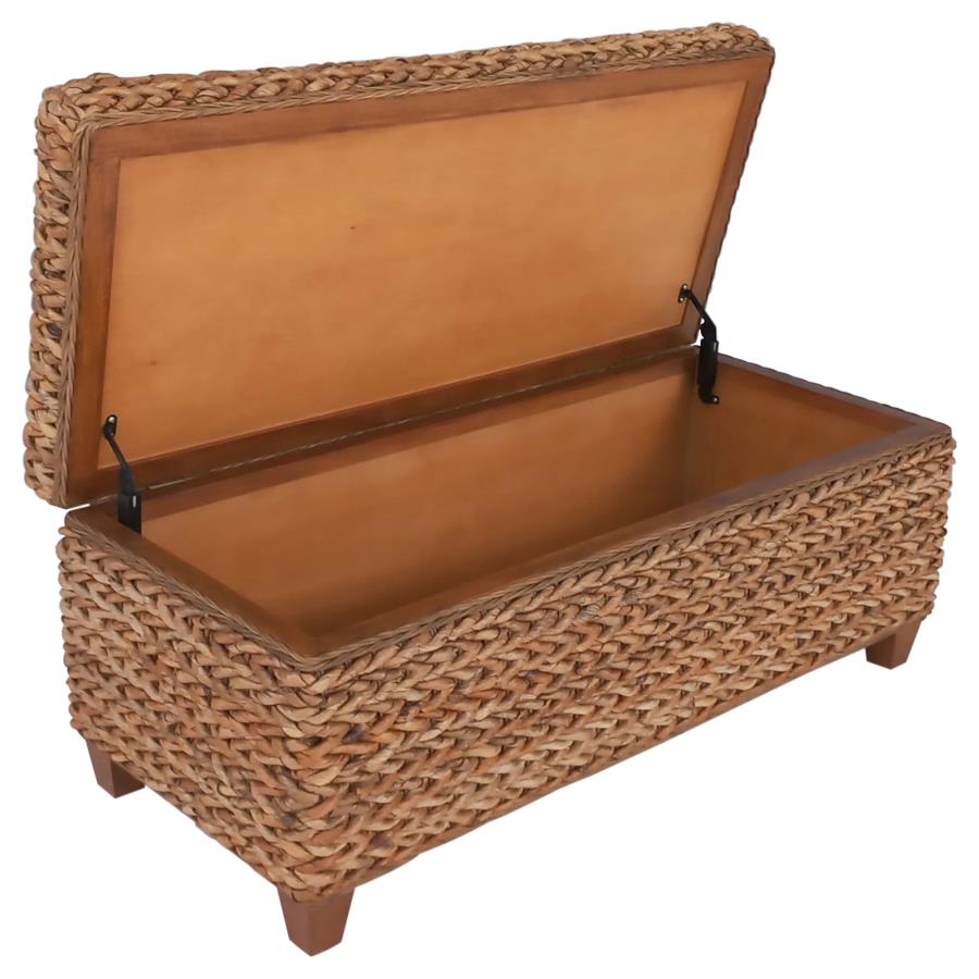 Laughton Hand-Woven Banana Leaf Storage Bench Amber view 6