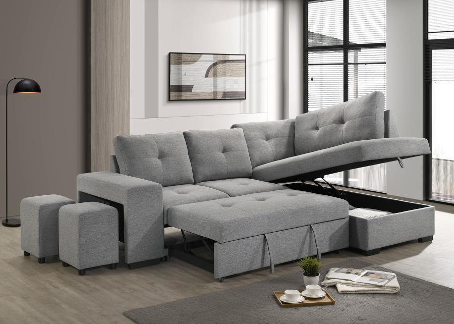 Roanne Fabric Upholstered Sleeper Sectional Sofa Grey view 5