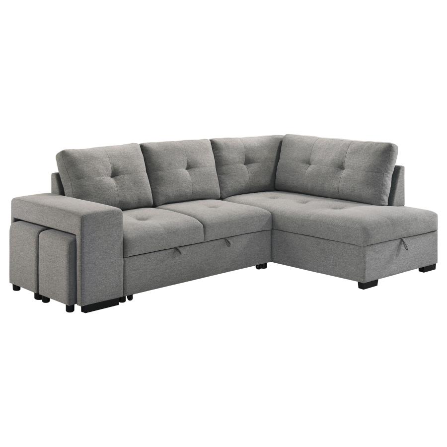 Roanne Fabric Upholstered Sleeper Sectional Sofa Grey view 6